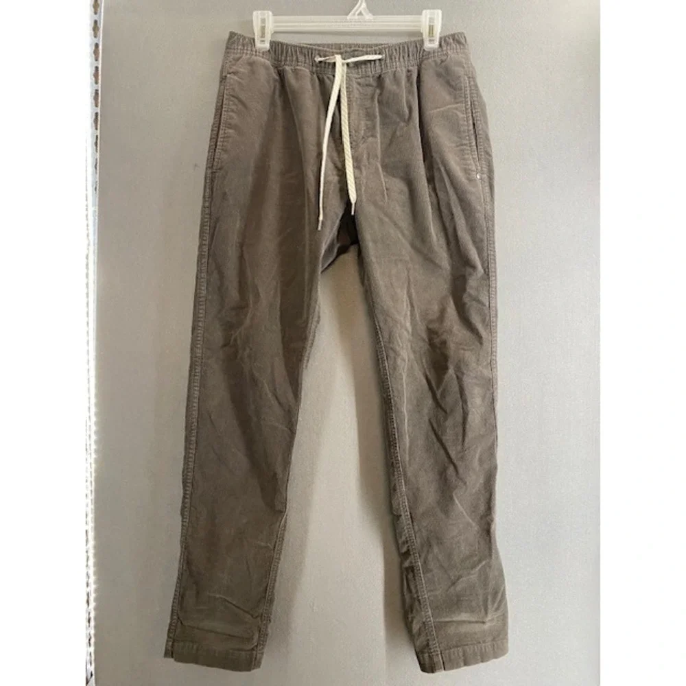 Vuori Optimist Mens MED Corduroy Drawstring Pants Gray Elastic Waist Straight